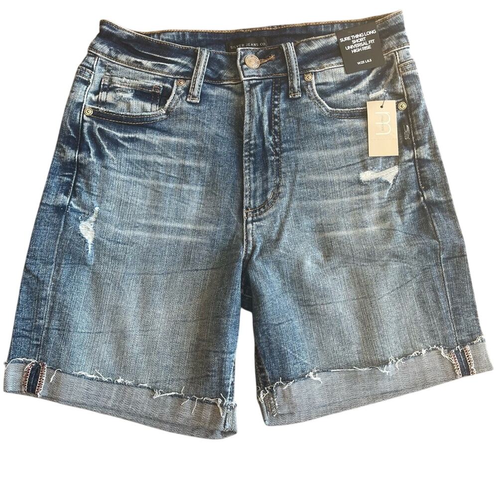 NWT! Silver Jeans Sure Thing Long Short High Rise Universal Fit Size W25 L6.5